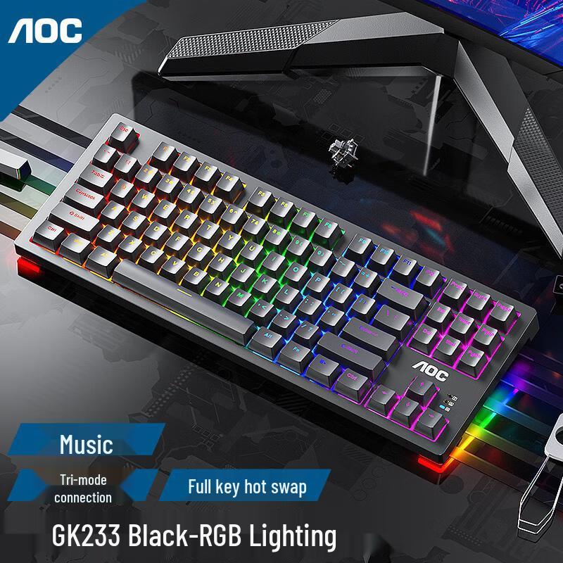 

AOC GK233 87-Key RGB Three-Mode Hot-Swappable Mechanical Gaming Keyboard