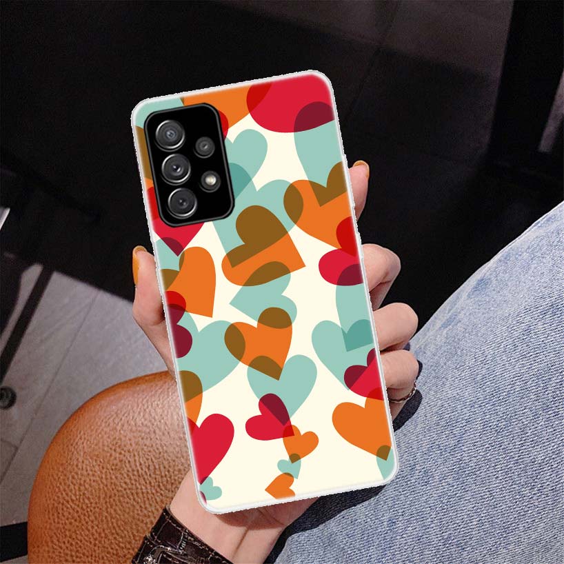 

Модный чехол для телефона с фиолетовым сердцем и кругом для Samsung Galaxy A53 A52 A73 A72 A12 5G A13 A22 A23 A32 A33 A02S A03S A42 A Samsung A91