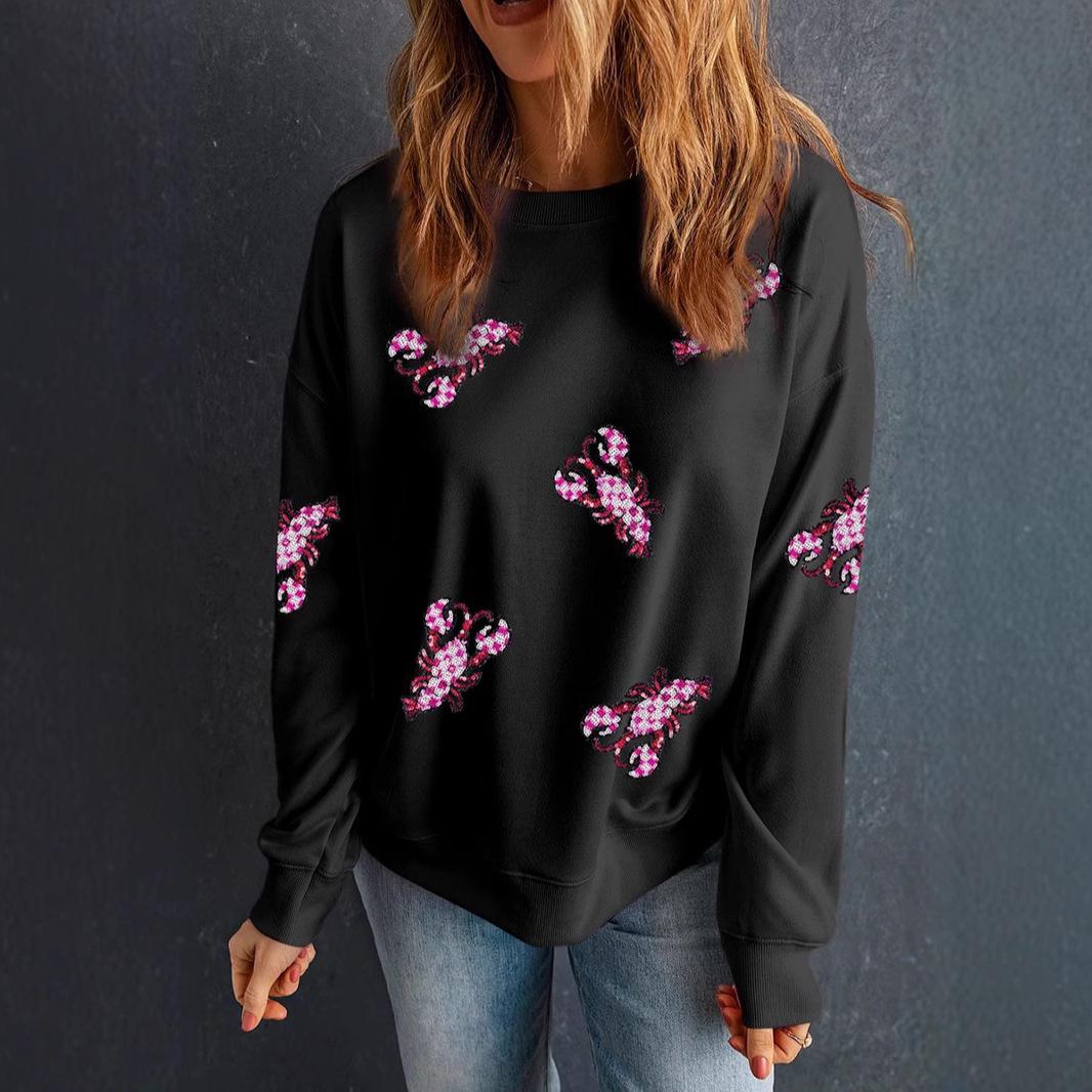 

SHIYING Women s Bow Sequin Long Sleeve Loose Fit Trendy Sweatshirt M