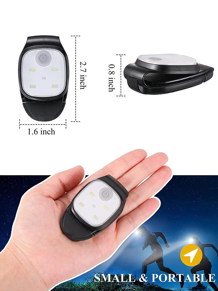 LED Clip Lamp 4 Lighting Modes Running Clip Light Safety Warning for Jogging Night Walking for Fishing Hiking USB Rechargeable