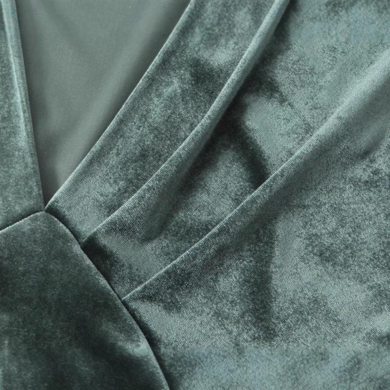Autumn Velvet Midi Dress for Women - European & American Style Fashion
