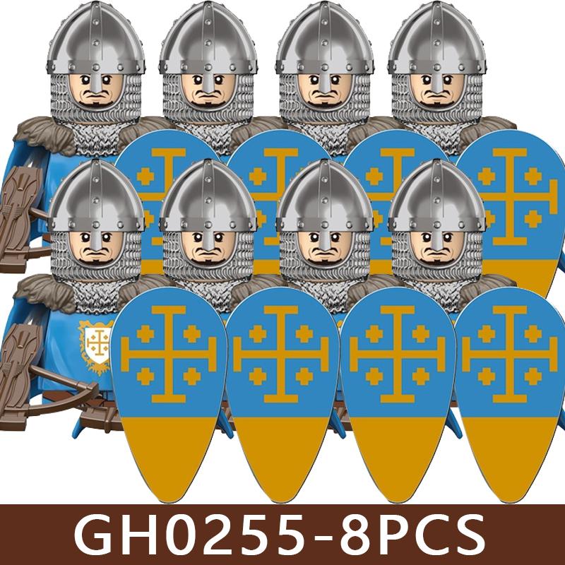 Medieval Roman Soldier Figures Building Blocks MIlitary Castle Warrior Hospital Templar Knight Flag Cloak Accessories Bricks Toy