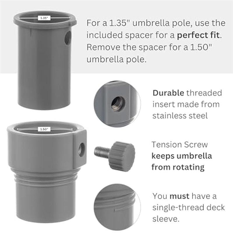 For Baja Deck Pools Compatible Pool Umbrella Pole Stabilizer Sleeve Adapter-Insert For 1.35 In& 1.5 In Umbrellas Hole Holders