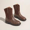 Fashion New Embroidered Leather Western Ankle Boots for Women Autumn Winter Fashion Soft-soled Casual Women's Chelsea Boots Shoes