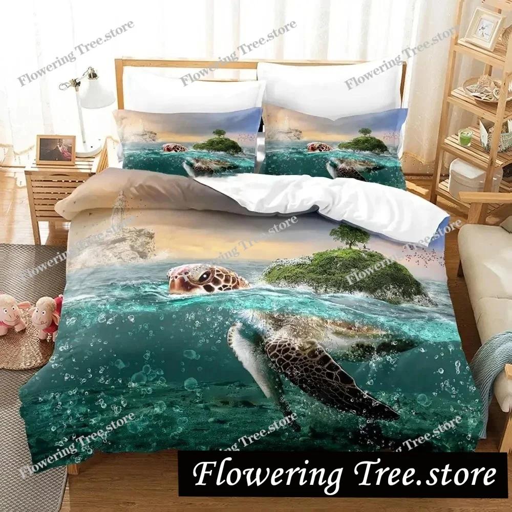 3D Print World Turtles Turtle Island Bedding Set Duvet Cover Bed Set Quilt Cover Pillowcase Comforter king Queen Size Boys Adult