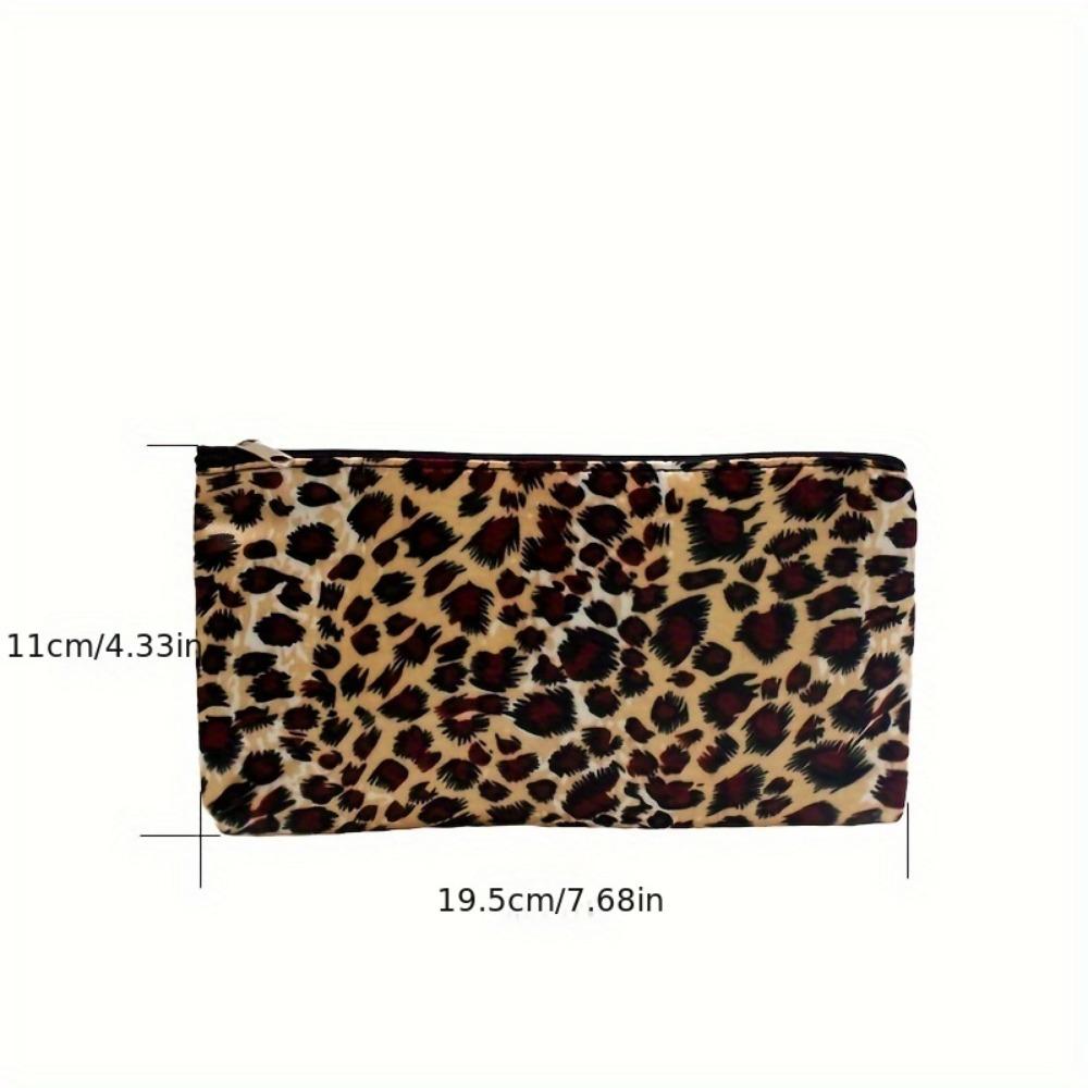 Makeup Bag Leopard Print Makeup Bag Horizontal Square Zipper Women's Makeup Bag