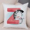 Cute Cartoon Cushion Cover Water Color English Letter Print Pillow Case Soft Animal Print Pillowcase For Children Room Decor