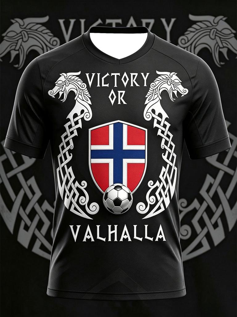 Norwegian Football 3D Printed Training T-Shirt, Breathable Quick Dry Summer Family Matching Tee