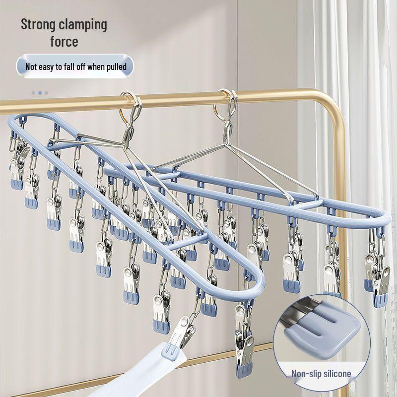 Windproof Drying Stainless Steel Multiclip Rack For Socks And Underwear