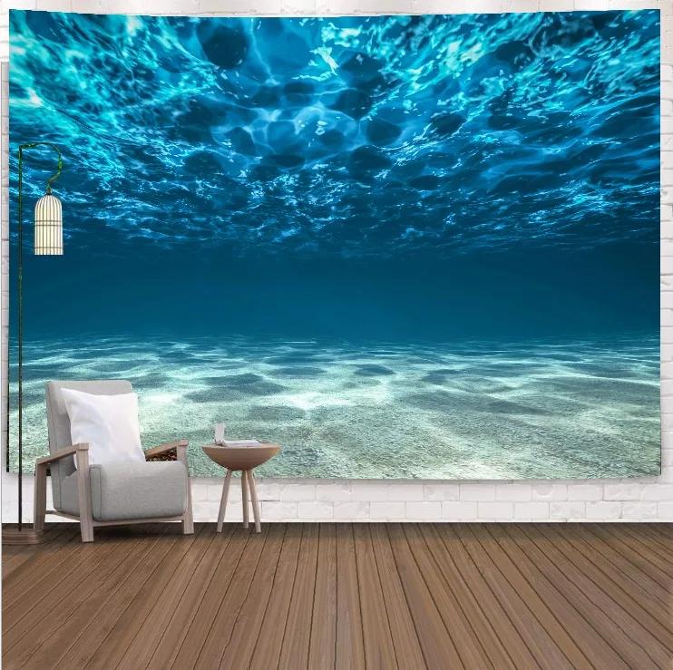 VIKAMA Tropical Beach Landscape Tapestry Summer Coconut Grove Waves Fresh Vacation Style Living Room Room Decoration