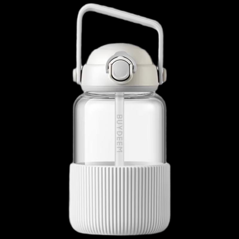 Beiding 1L Large Capacity Glass Water Bottle with Straw