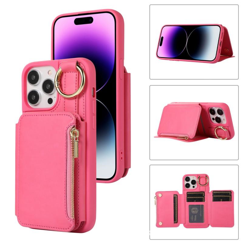 Leather Wallet Phone Case With Strap IPhone 15 Pro Max Multi Card Holder Shockproof Cover