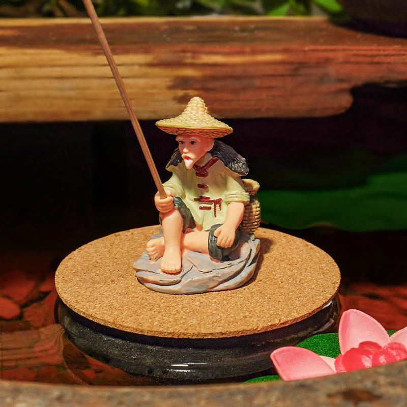 1 Ensemble Artisanat d'Aquarium Pêcheur Figurine en PVC Ornement de Pêche Pour Table Décoration de Pêche Accessoires de Maison de Poupée