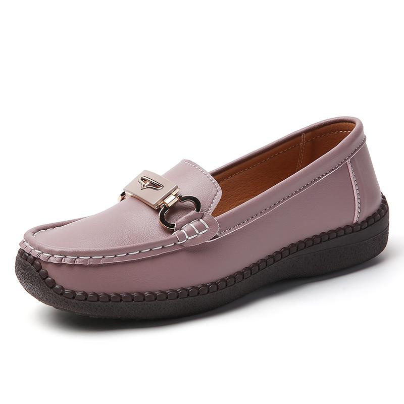 Einfache Damen Leder Loafer Fahr-Mokassins Bequeme Flache Schuhe Schwarz Lässige Slip-Ons Große Größen Schwarz Business Büroschuhe