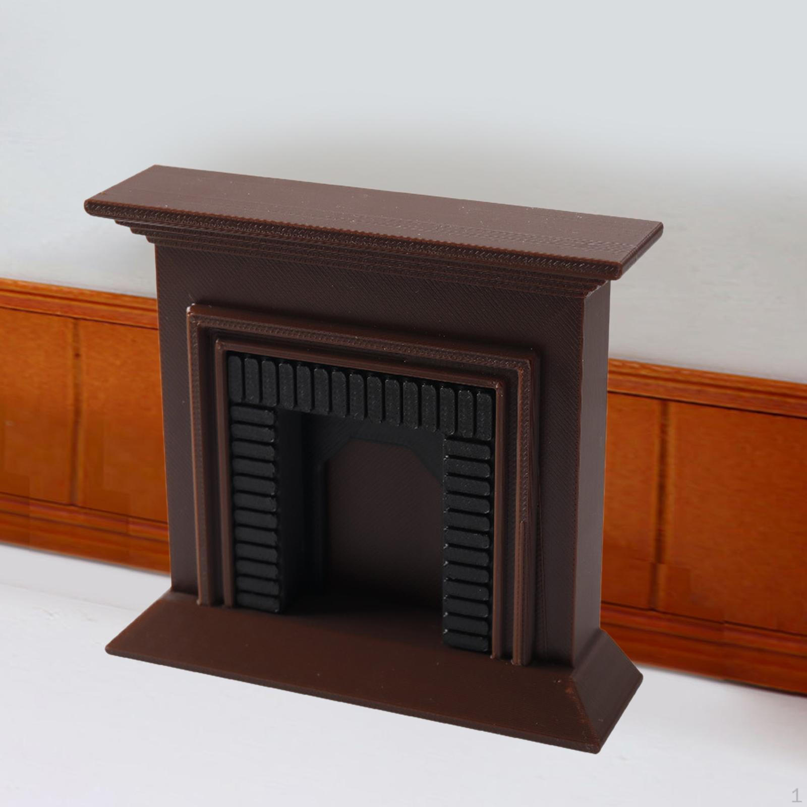 

1/12 Кукольный домик Камин Миниатюрная модель Кукольный домик Декоративный аксессуар для оформления сцены коричневый