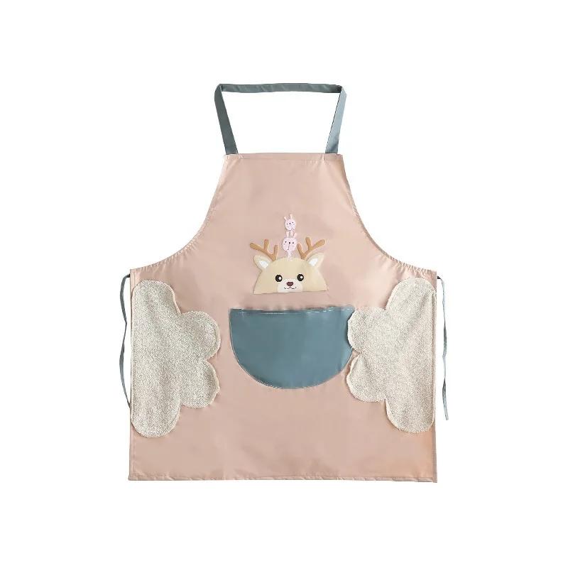 Farbe Zufällig Haushalts-Handabwischschürze Küche Wasserdicht und Ölfest Kochlatzhose Cartoon-Druck Schürzenband-Design
