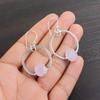 Rose Chalcedony Gemstone 925 Sterling Silver Jewelry Handcrafted Earrings 1.37" EE-67-13