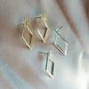 Geometric Triangle Back Hanging Stud Earrings for Women Gold Color Earring Jewelry Accessories AVE