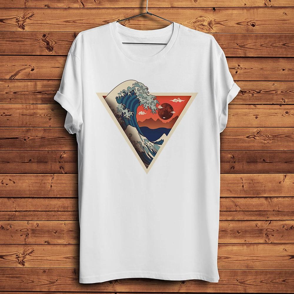 

Ukiyo Style Great Wave Off Kanagawa Red Moonfunny Hokusai Artistic TShirtCasual TshirtUnisex TeeNocrack Breathable Print S