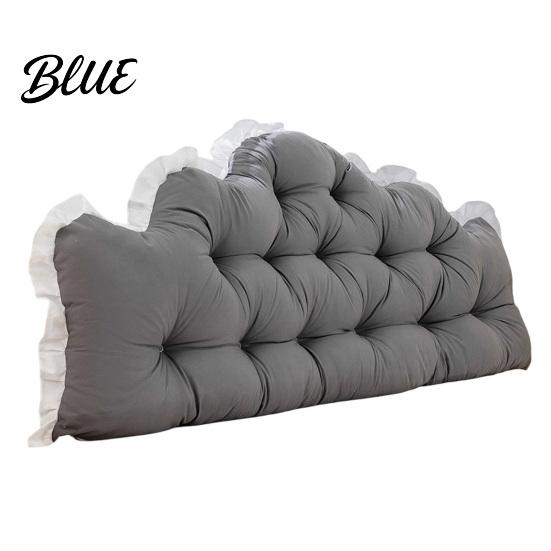 Comfortable Bed Wedge Pillow Headboard Cushion with Ruffle Trim Dorm Pillow Crown Shape Elastic Straps Support for College Bedroom Decor,