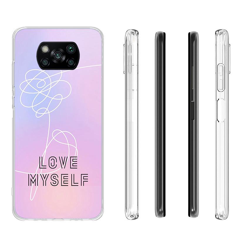 Love Yourself Flower Heart Line Kpop Phone Case For Xiaomi Poco F7 Ultra X7 X6 Pro X5 Redmi 15 15C 13 13C 12 12C 10 10A 10C 9 9A