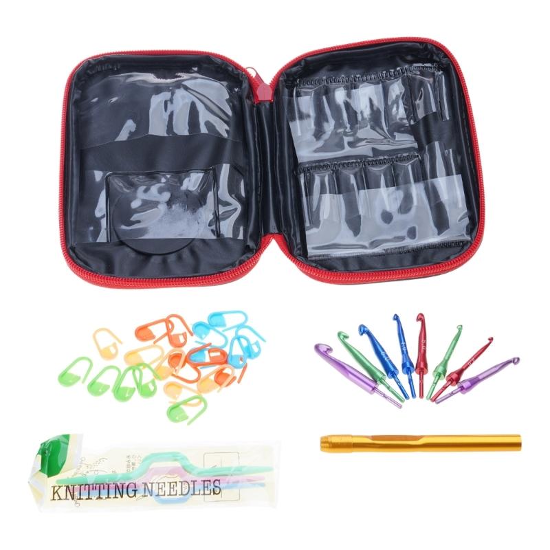 8Pieces Aluminum Circular Knitting Needle Interchangeable Circular Knitting Needle Set for Knitting Sweater Sock Hat