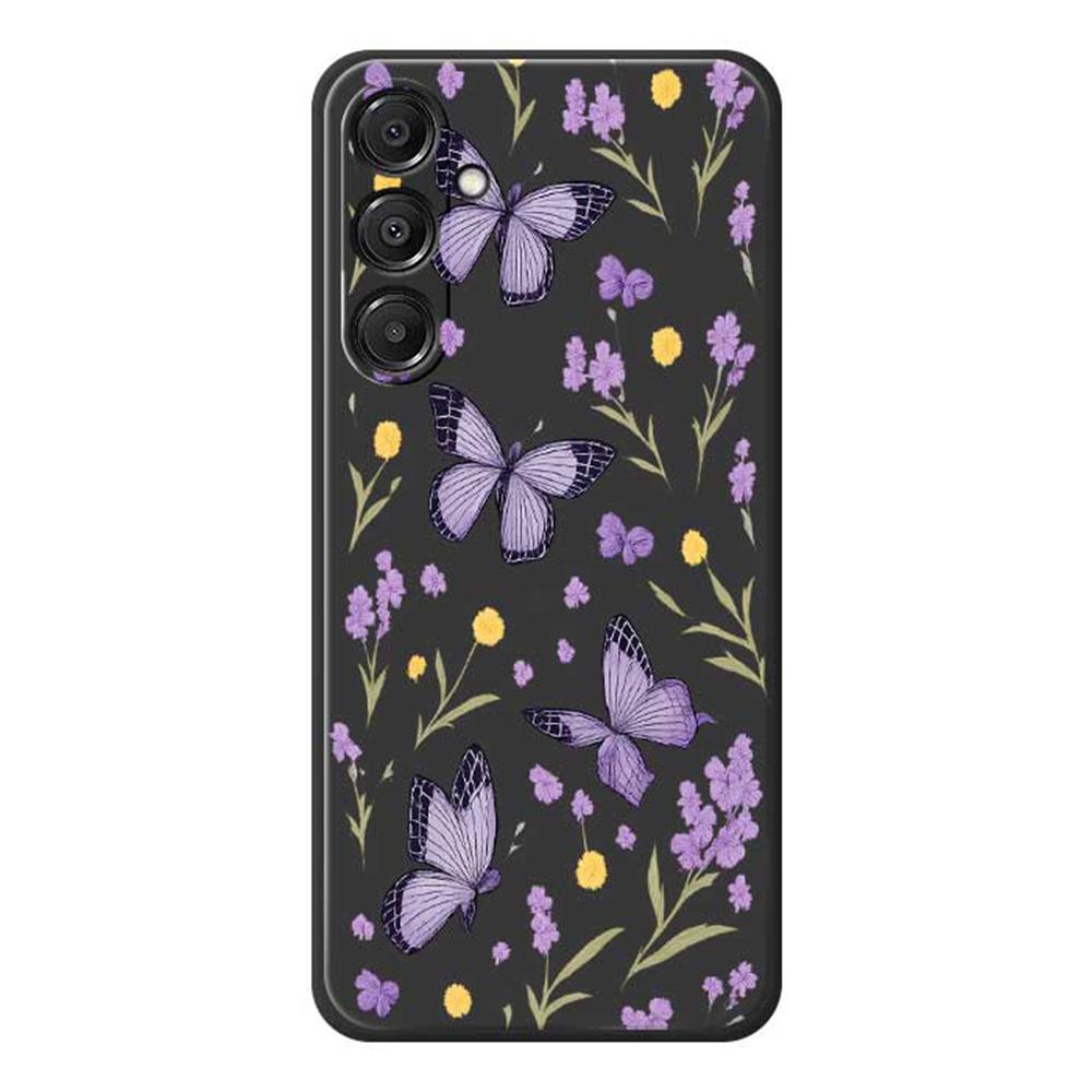For Samsung Galaxy A16 5G/4G Case Purple Butterflies Pattern Printing Straight Edge TPU Phone Back Cover