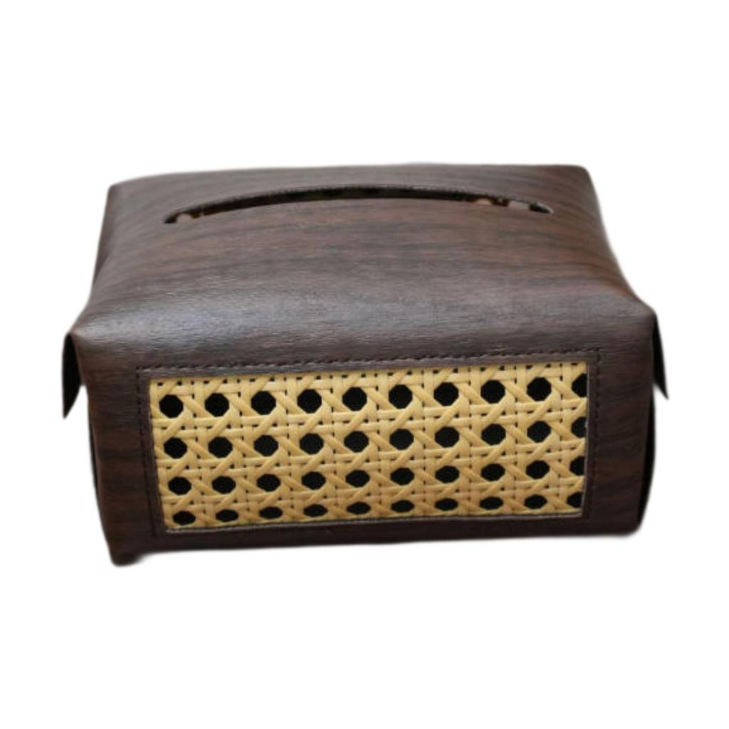 PU Leather Tissue Box Holder Napkin Organizer Rectangular Tissue Box Cover for Bedside Restaurant Bathroom Car Vanity Countertop