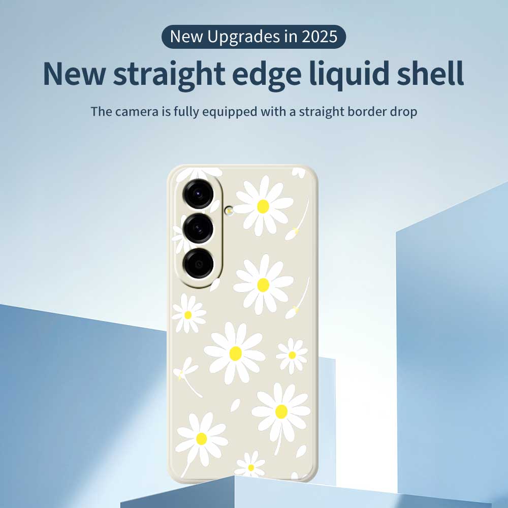 For Samsung Galaxy A56 5G Case White Daisy Pattern Printing Straight Edge TPU Phone Back Cover