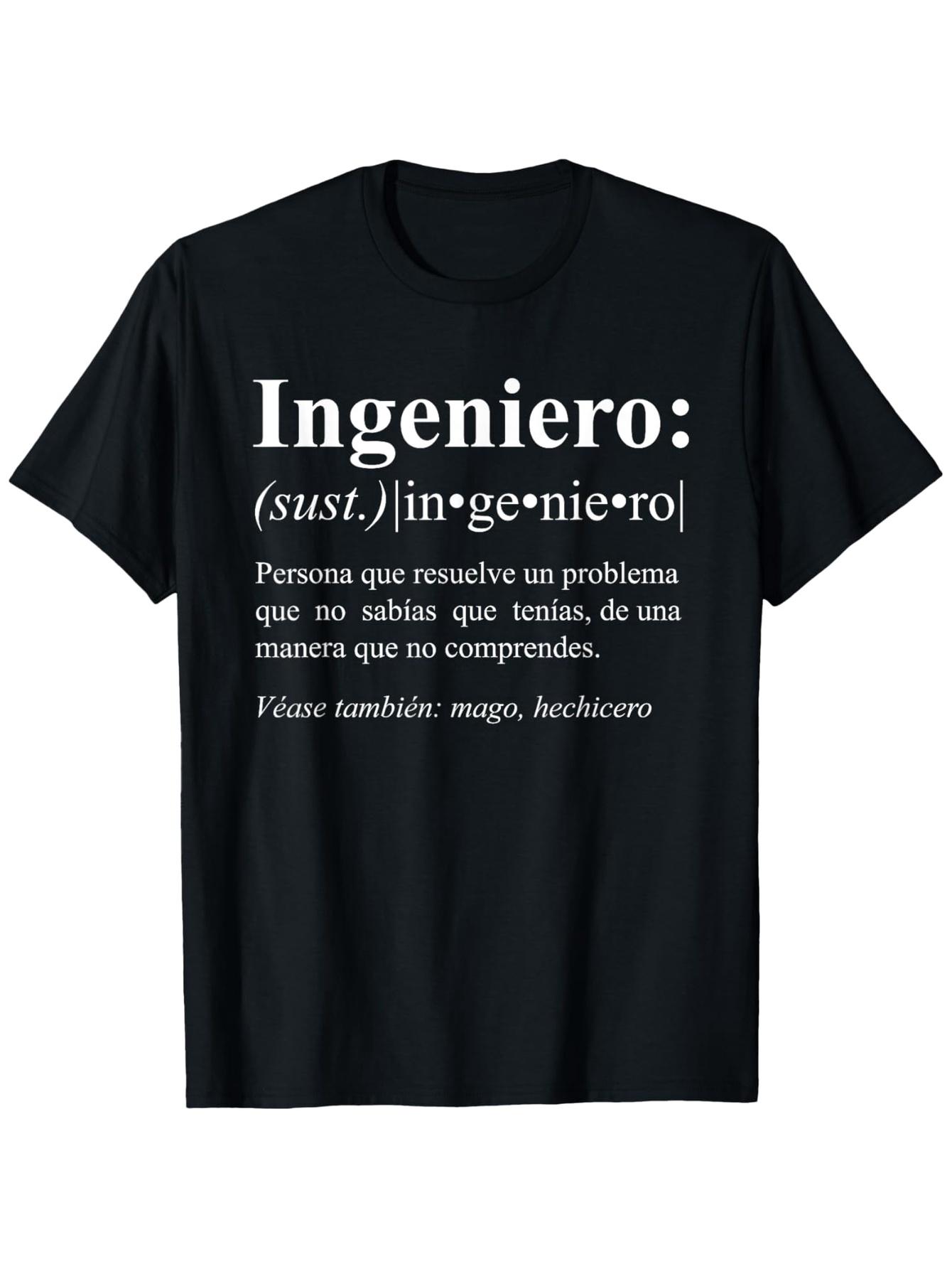 Humorous Present for Engineers (Spanish T-Shirt) Men S Black Tee XXL