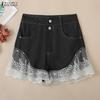 ZANZEA Women Summer Casual Lace Splice Short Pants