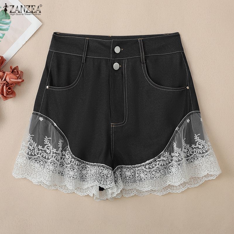ZANZEA Women Summer Casual Lace Splice Short Pants