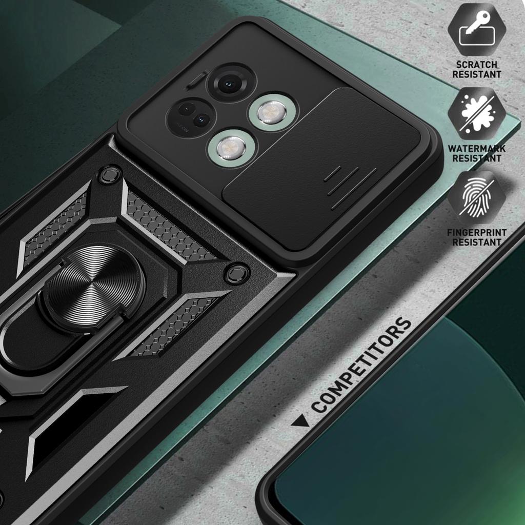 For OnePlus Ace 3 5G/12R 5G Case PC+TPU Camera Protection Phone Cover Built-in Kickstand