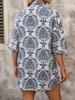 2025 Trendy Vacation Print Two-Piece Set: Elegant Short Sleeve Top & Tie-Waist High Waist Shorts