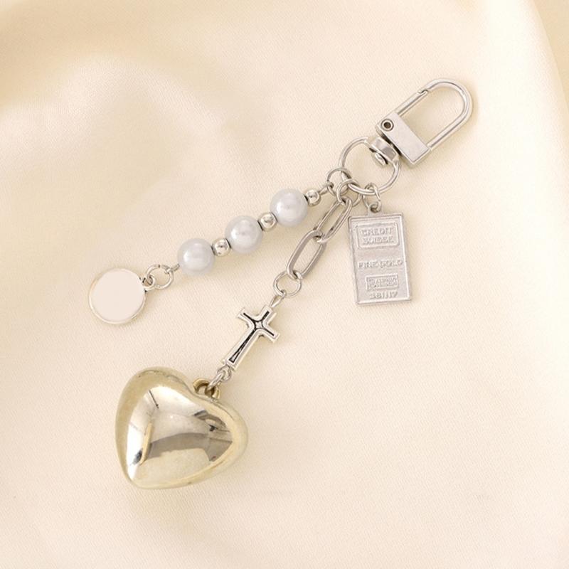 Fashion Heart Bowknot Keychain Pendant Sweet Cute Hanging Decorations Car Keyring Charm for Purse Bag Backpack Handbag