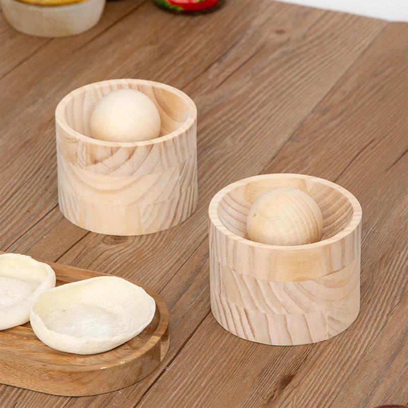 Dough Presser Dumpling Skin Pressing Tool,Wooden Dumpling Skin Maker Reusable Round Ravioli Maker Dumpling Wrapping Tools
