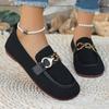 Women's Shoes Spring and Autumn New Korean Round Toe Shallow Metal Buckle Low Heel Flat Comfortable Casual Single Shoes