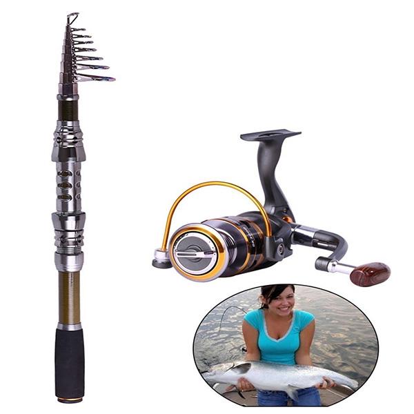 Σετ Καλάμι Ψαρέματος Τηλεσκοπικό Carbon With 11BB Spinning Fishing Reel Spinning Fishing Rod