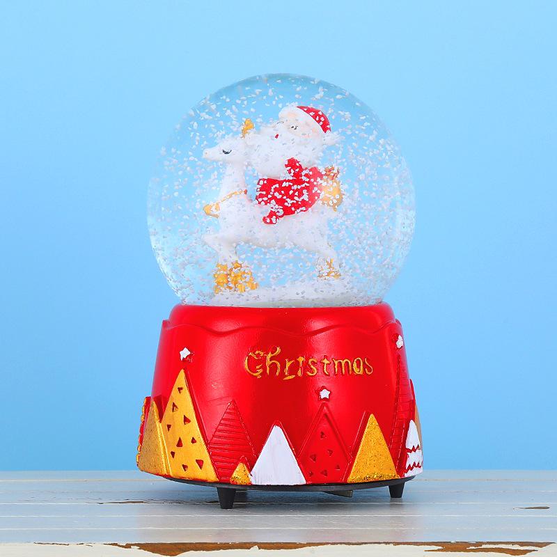Rotating Musical Christmas Snow Globe - Crystal Ball for Window Display