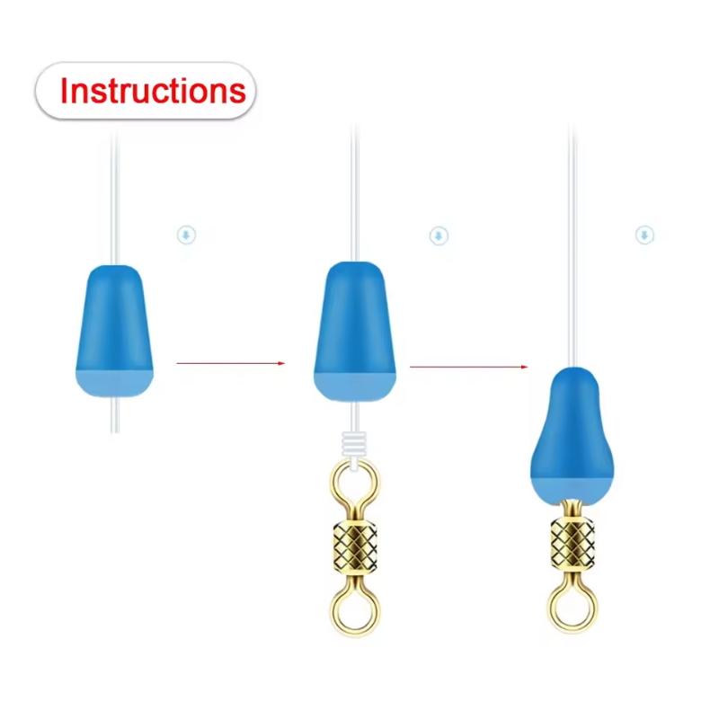 100Pcs/Lot Anti-Tangling Rubber Fishing Float Blue Oval Stopper Fishing Float Space Beans Seatool Fishing Bobber Accessories
