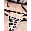 Cow Print Hollow Out Chain Detail Sexy Lingerie Set Choker Bra Panties Corset Combo Outfit Sexy Innerwear