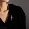 Rose Brooch 3D Design Multi-Functional Lapel Pin Safety Pin for Suits Shirts Bags Scarves Durable Alloy Romantic Red Rose Gift