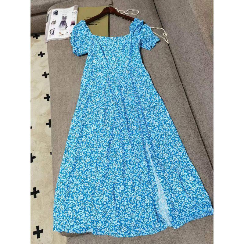 

Экспорт Французский Оригинальный Одиночный Крой Этикетка 2023 Лето Новое Поступление Французский Квадратный Вырез Разрез Спереди Облегающее Платье Цветочное Платье Sky Blue(Floral) us6((M))