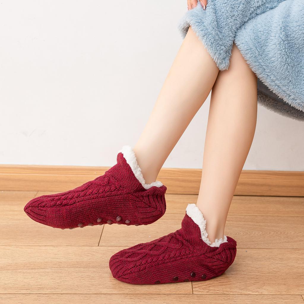 Winter Floor Socks, Sock Covers with Thick Velvet, Female Adult Adhesive, Anti Slip and Warm Indoor Home Socks, Male Socks, Shoe Covers
