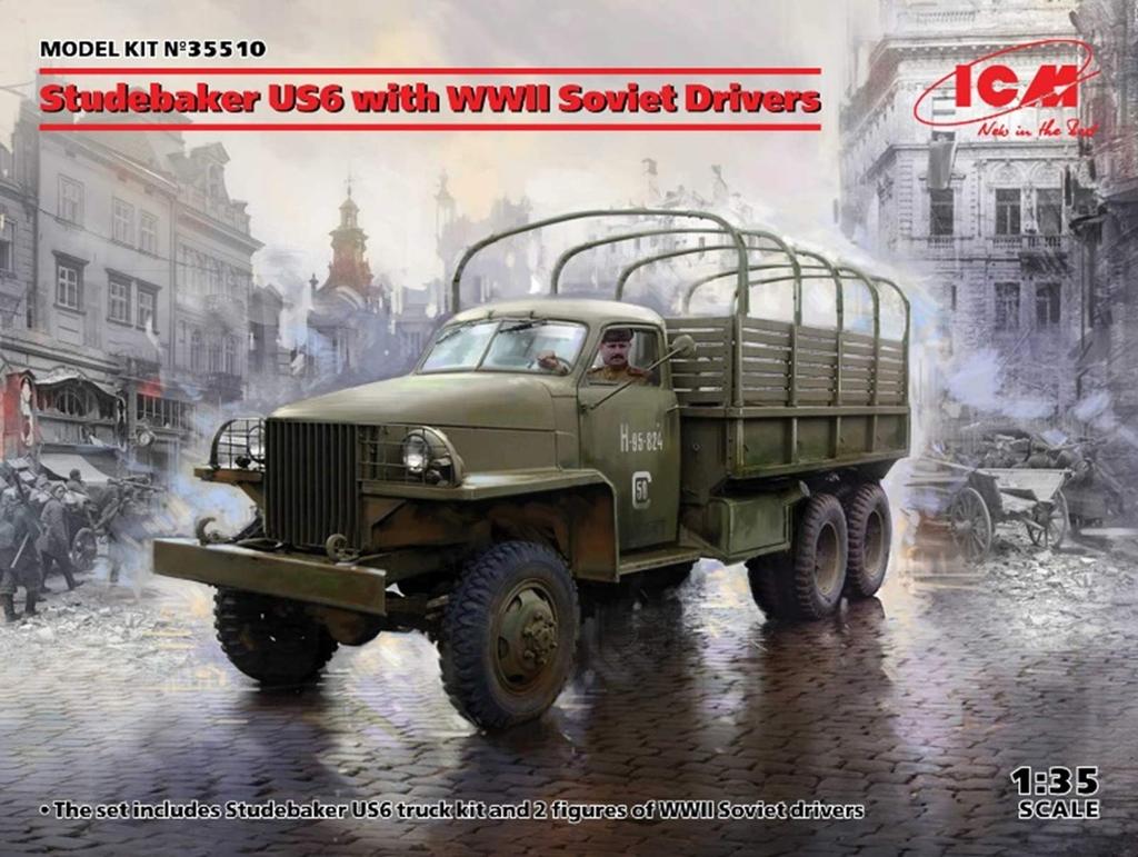 ICM ICM Армия США Грузовик Студебеккер Водитель Пластиковая Модель 35510 1/35 US-6 с советским