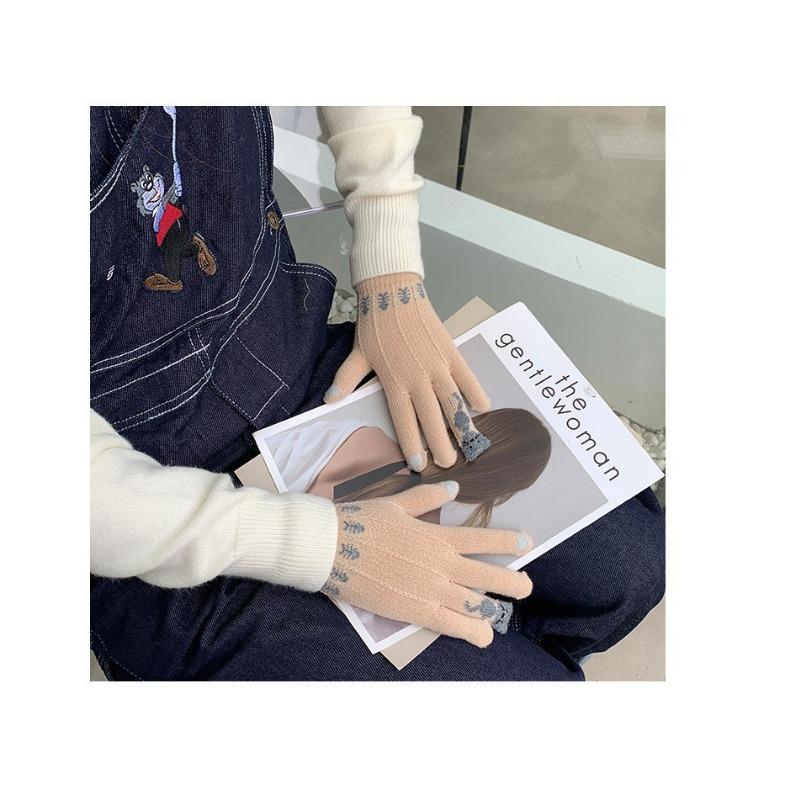 Christmas red finger gloves female winter student cute thickened plush riding warm winter tide