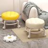 Low Height Rolling Stool with 360 Degrees Wheels Faux Leather Sponge Filled Cushion Modern Home Office Shop Round Roller Stool Seat Chair