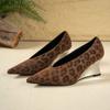 Pantofi de damă cu imprimeu leopard retro, toc mediu, gura deschisă, pantofi simpli, modele transfrontaliere de primăvară și toamnă, pantofi la modă cu toc pană, pantofi cu toc înalt