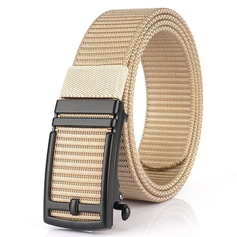 New Men'S Commuting Belt With Automatic Buckle Nylon Waistband, Outdoor Leisure Versatile Double-Layer Thick Belt