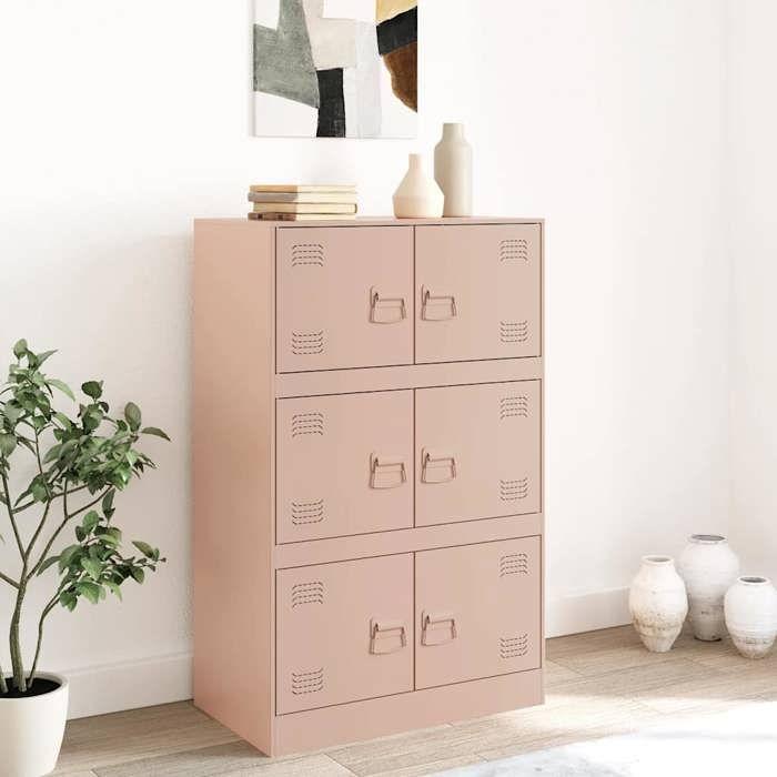 VidaXL Buffet Pink 67x39x107 Cm Steel, Cabinet, Side Cabinet, Storage Cabinet, Cabinets, Cupboard, High Buffet, 841656